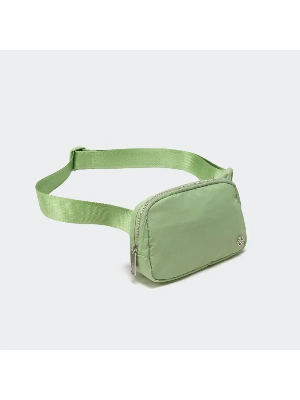 Men's Green Asparagus Crossbody Belt Bag Wide Zipper Adjustable Strap 3-Pockets